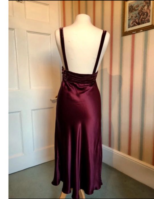 Lepel French Rochie matase naturala si catifea visinie