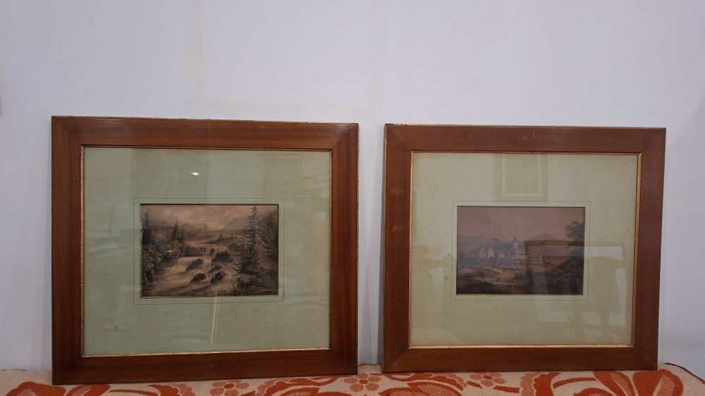 Vind doua tablouri litografii vechi secol XIX
