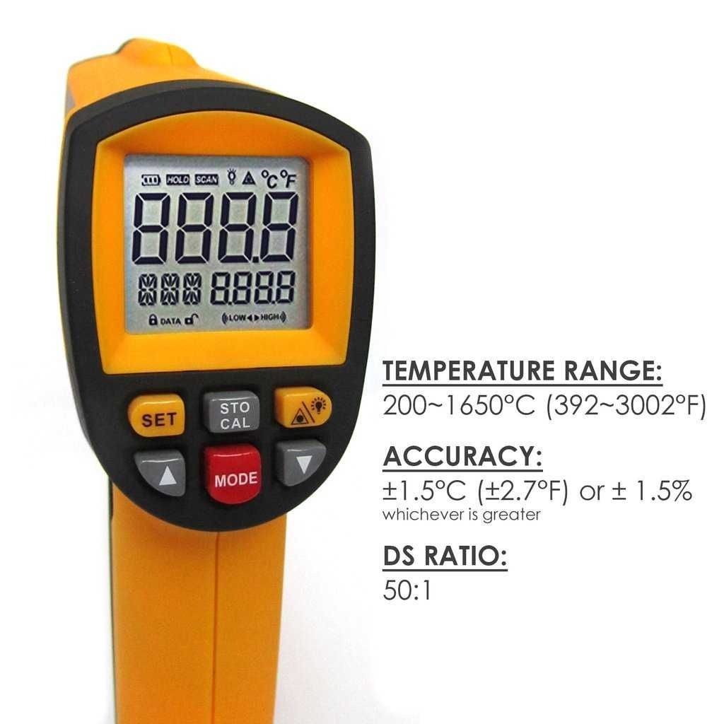 Дигитален инфрачервен термометър до 1650 °C