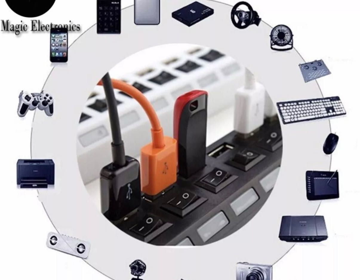 7-портов USB хъб със супер бърз 480mbps високоскоростен трансфер