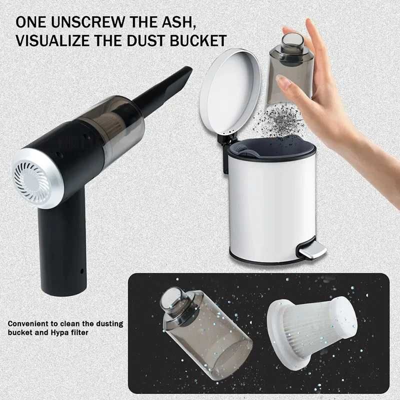 Безжична прахосмукачка 2в1 Мини USB акумулаторна 120W