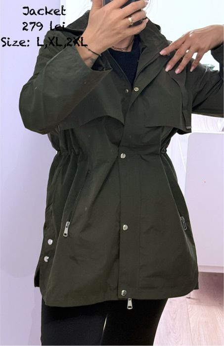 Parka khaki cu snur in talie - Marimi dispobibile: L,XL,2XL