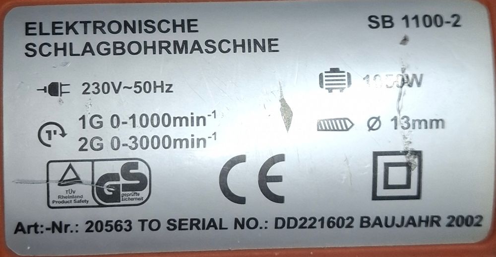 bormașina T. I. P.  SB 1100-2.cu fir.