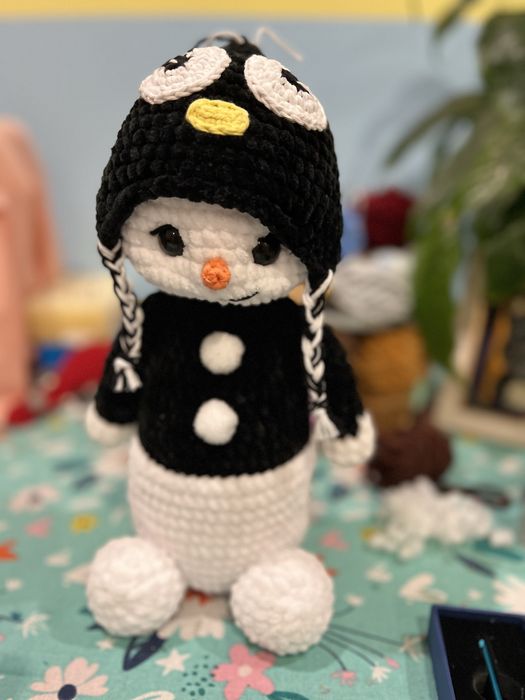 Ръчно изработен Снежко- зимна декорация