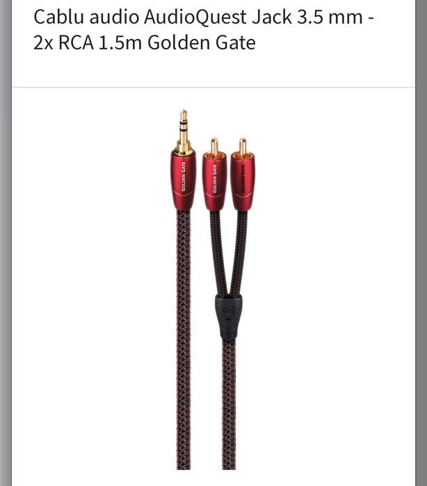 Cablu audioquest rca to jack 3.5 mm, lungime 1 m