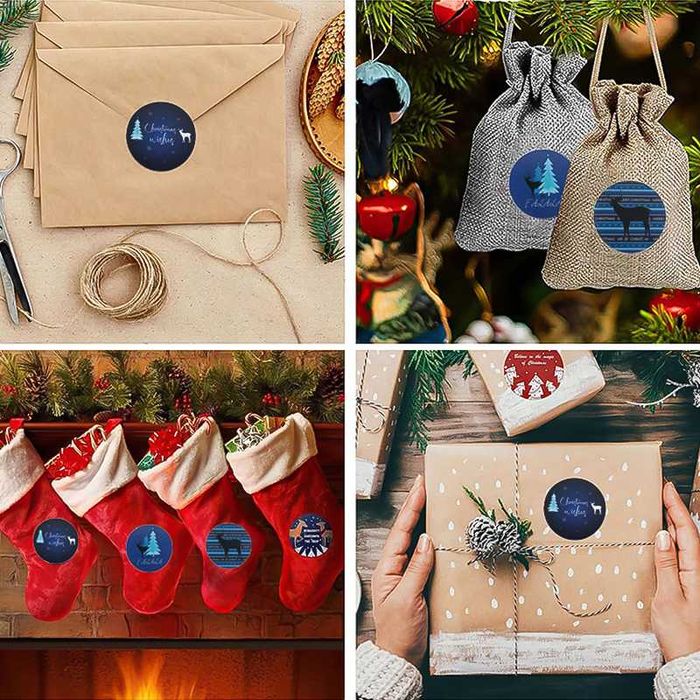 Коледни декоративни стикери на ролка „Весела Коледа“ – 500 бр