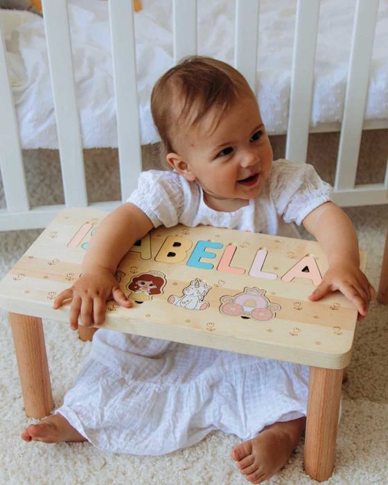 Монтесори детско столче с персонализиран пъзел – 2 в 1