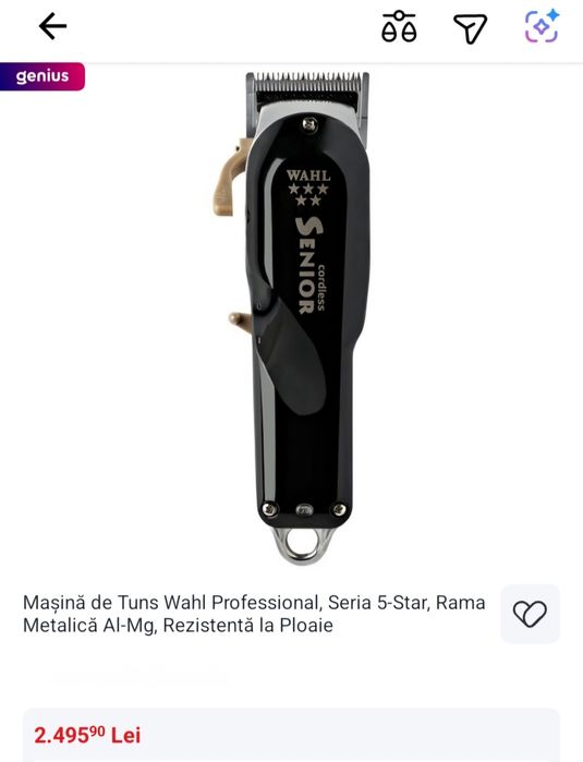 Mașină de Tuns Wahl Professional, Seria 5-Star, Rama Metalică Al-Mg, R