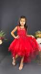 Rochita eleganta cu trena, rosu , 6, 7 si 8 ani