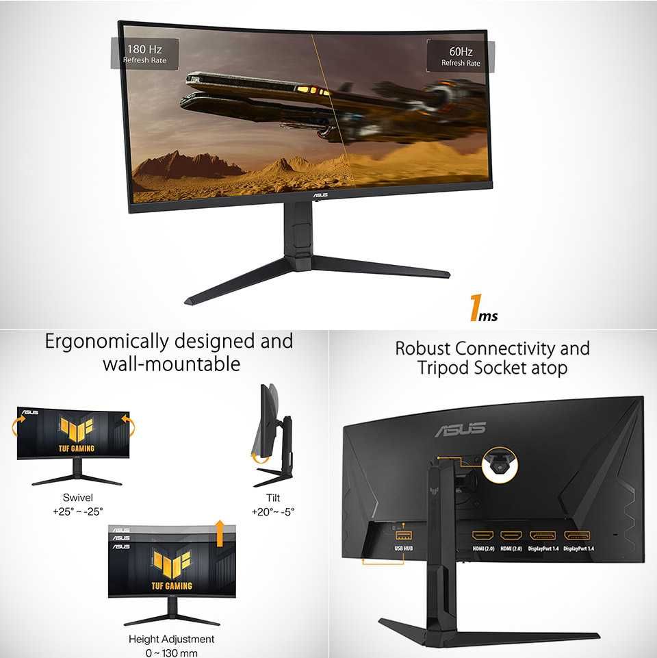 Игровой монитор ASUS TUF VG34VQL3A 34' 3k 180Hz VA (Curved) + доставка