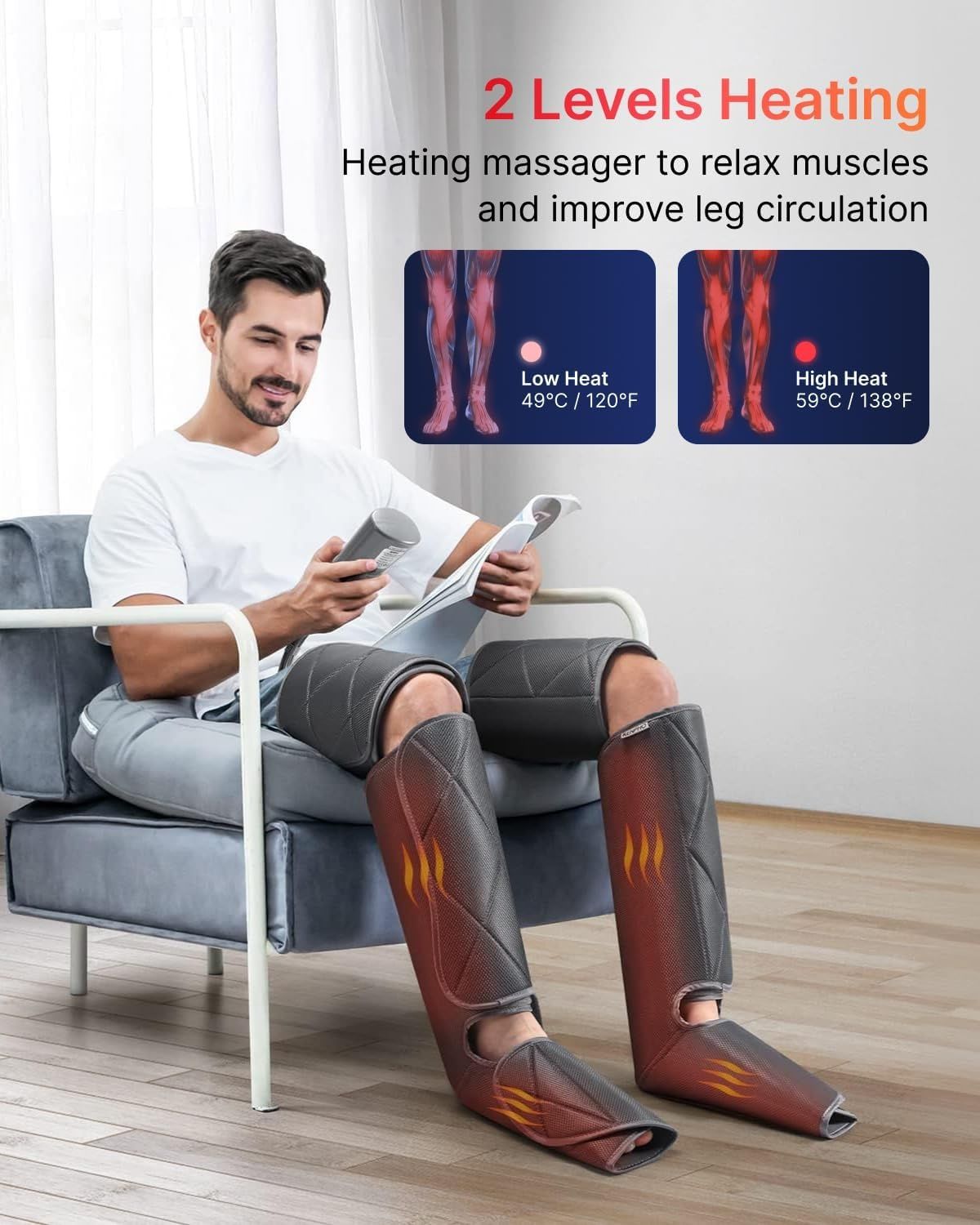 Компресионен масажор за крака с топлинна терапия - RENPHO