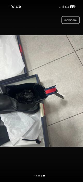 Ghete/bocanci Tommy Jeans noi, piele naturala