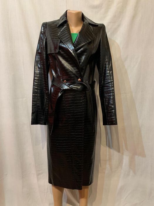 Trench piele croco negru Mangano