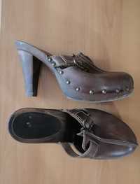 Обувь женская.кожаные сабо на каблуке 39 размер