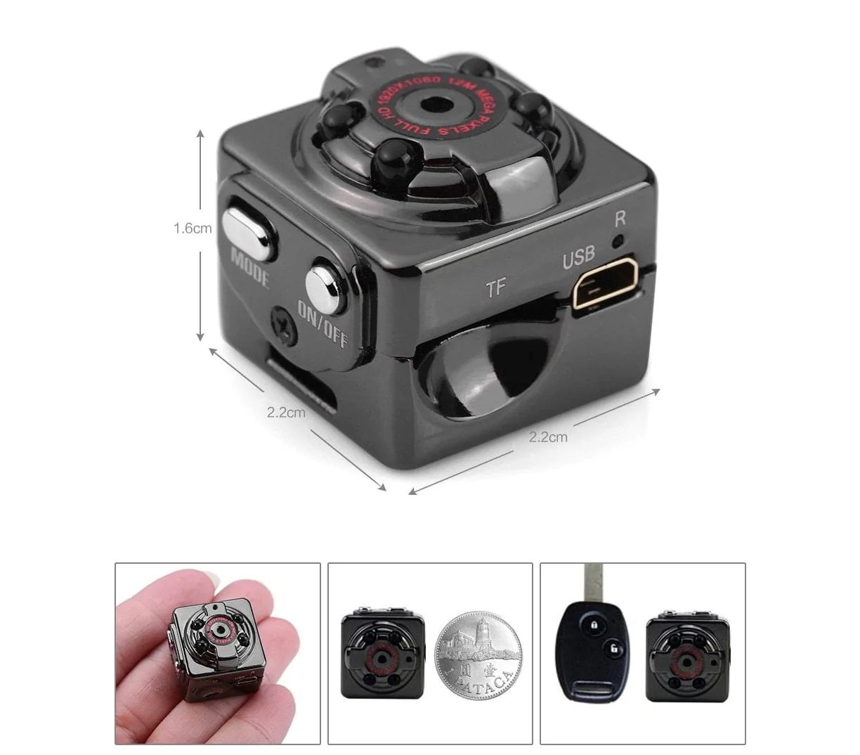 Mini-camera supraveghere IdeallStore, Tiny Surveillance, Full HD 1080p