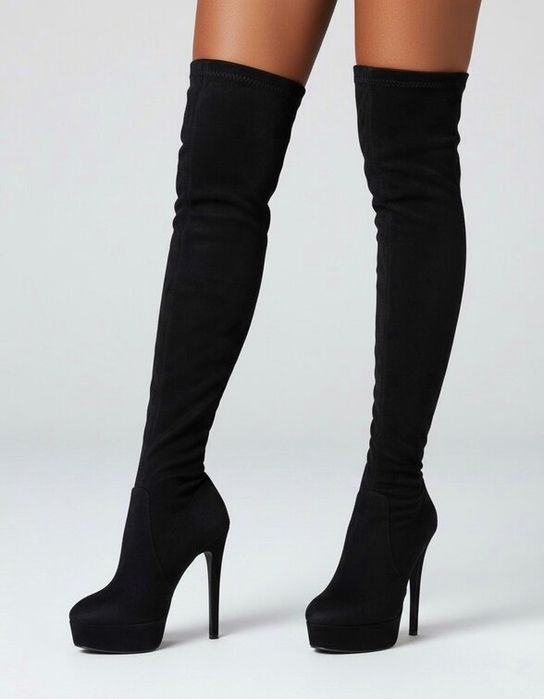 Чизми на ток - черен велур (36-40)