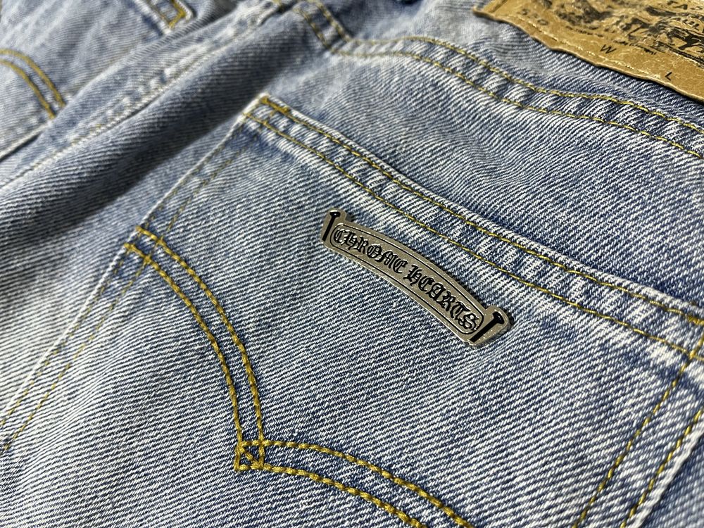 pantaloni chrome hearts albastri