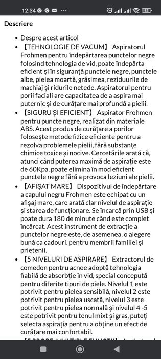 Aspirator pentru îndepărtarea punctelor negre