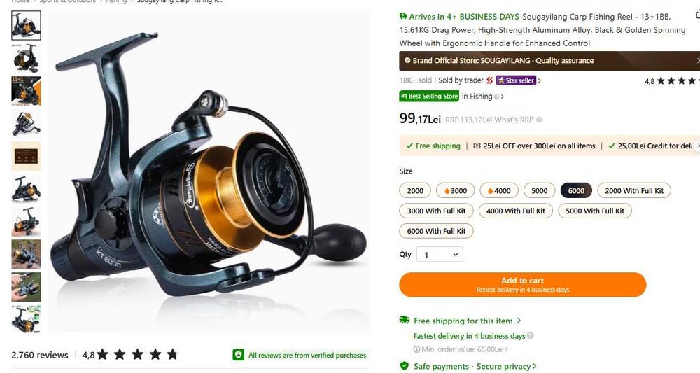 Mulineta pescuit SOUGAYILANG KT6000