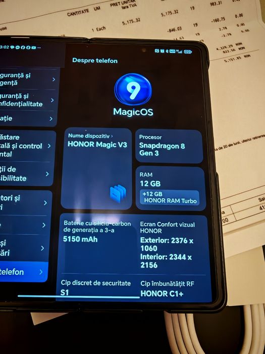 Honor Magic V3 Dual Screen, Stare Foarte buna–Cutie completă + Factură