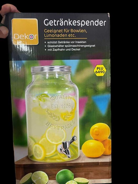 Буркан EDM с кран, прозрачен и неръждаема стомана, 5,5 литра