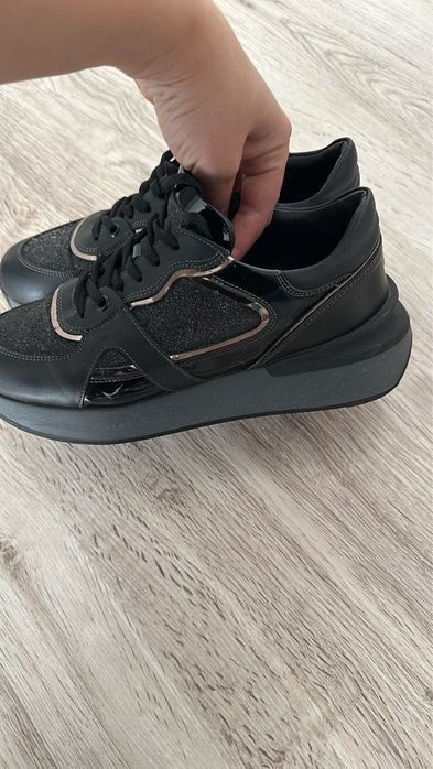 Sneakers piele negri Anna Cori