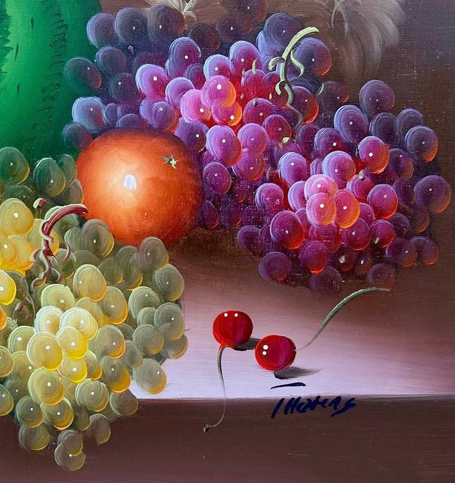 Tablou Natura Statică cu Fructe pictura ulei pe pânză, înrămat 70x90cm