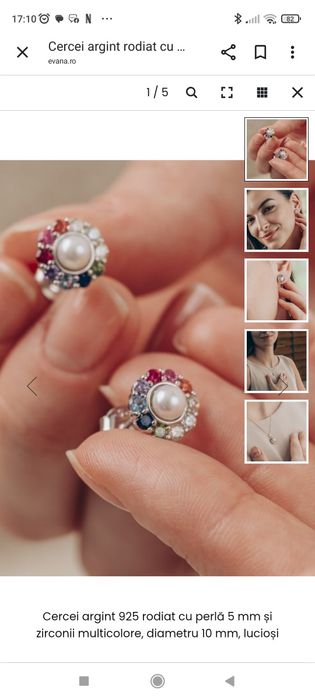 Set argint cercei și pandantiv Evana perle naturale