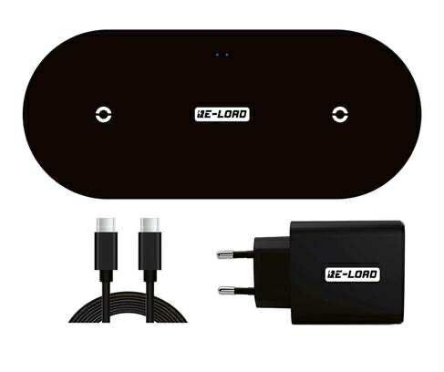 Двойно Безжично Qi Зарядно (2x10W) + Адаптер 20W!