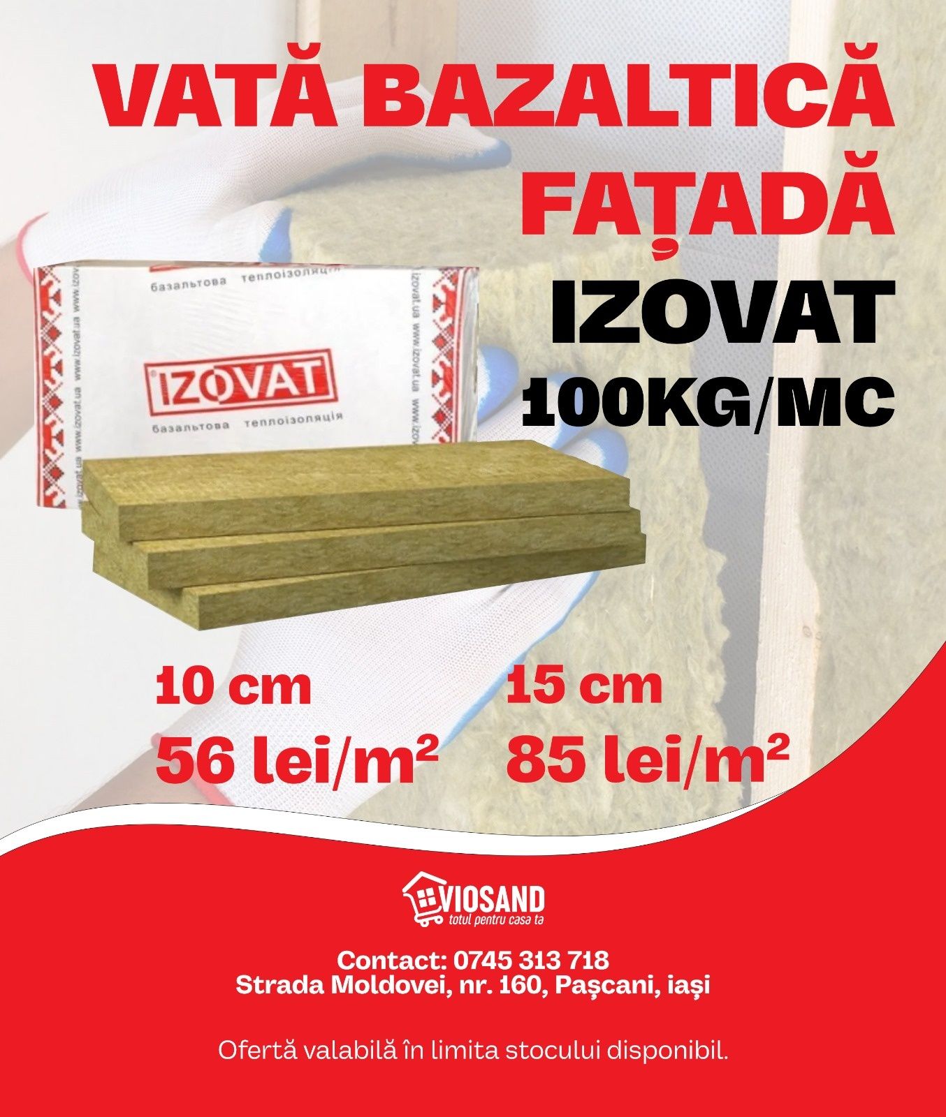 Vata fatada Izovat 100kg/mc