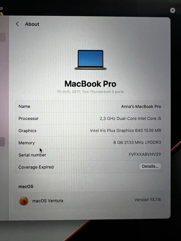Macbook Pro 13" 2017