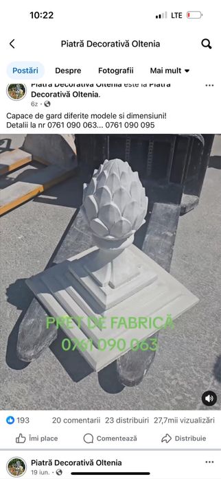 Decoratiuni de beton ( palari , coame de gard )