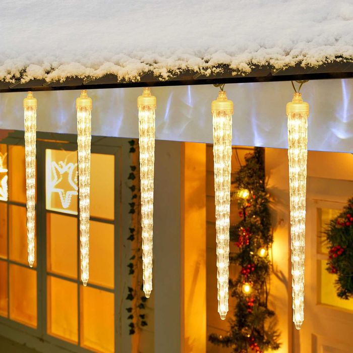 Коледни ледени висулки падащ сняг 3м 40см 8бр студено синя светлина