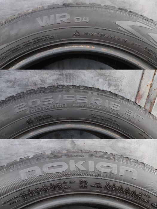 2бр. зимни гуми 205/55/16 Nokian WR D4 
dot4022
6.98мм
Много добро със