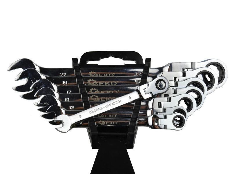 Комплект комбинирани ключове с тресчотка 8-22 мм 8 бр. geko