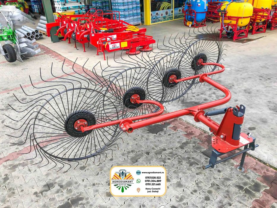 Grebla turceasca cu roti tip soare 4 / 5 roti pentru adunat fan, roata mare, ieftina si buna, nou de la prod