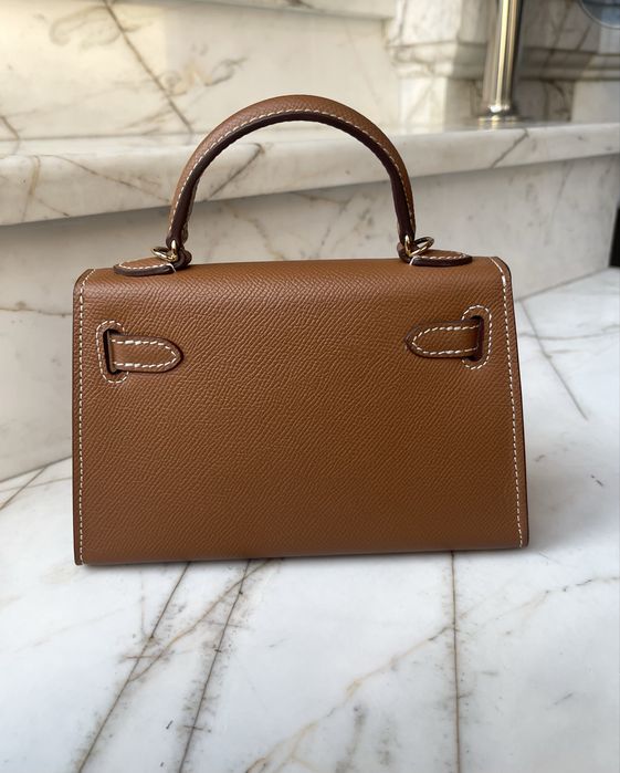 Hermes mini kelly чанта в кемъл цвят промо цена