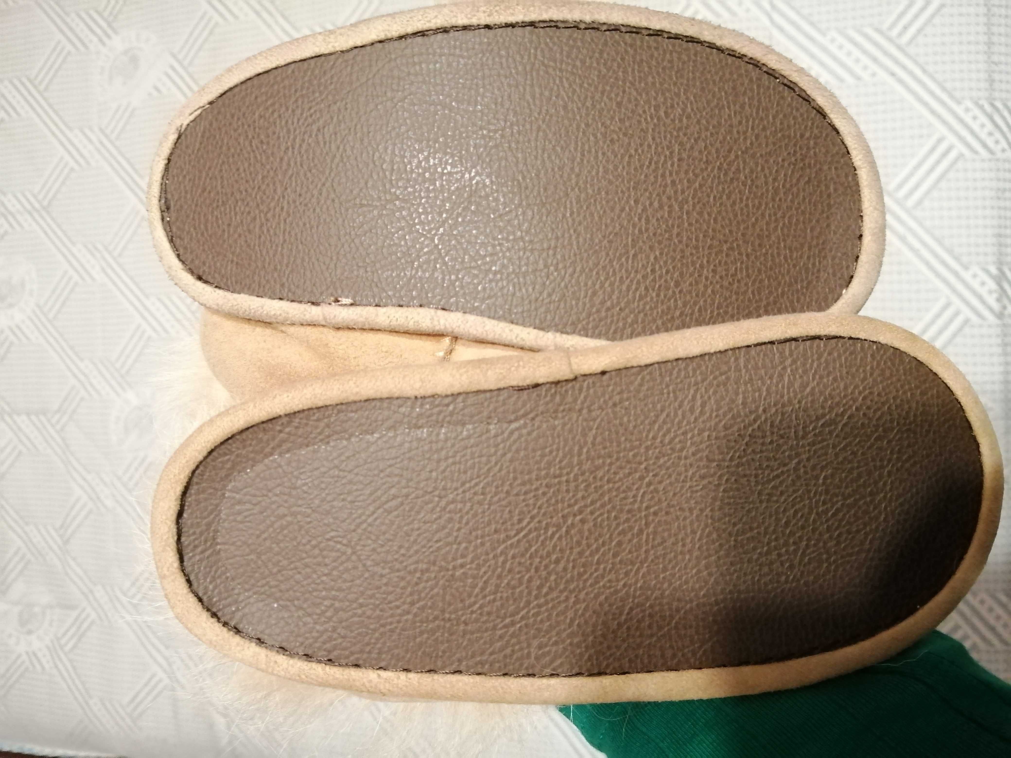 Papuci de casă copii, din blană naturală 17- 17,5 cm interior