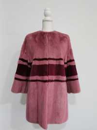 Palton de Blană Naturală , roz si visiniu - Nurca