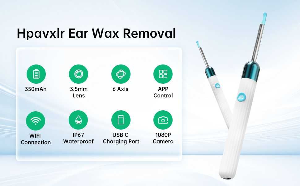 Ear cleaner WiFi отоскоп с контрол на приложението, 3,5 мм