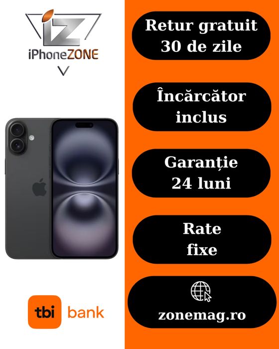 Iphone 16 128GB 100% Grad A Garantie 24 Luni - zonemag.ro