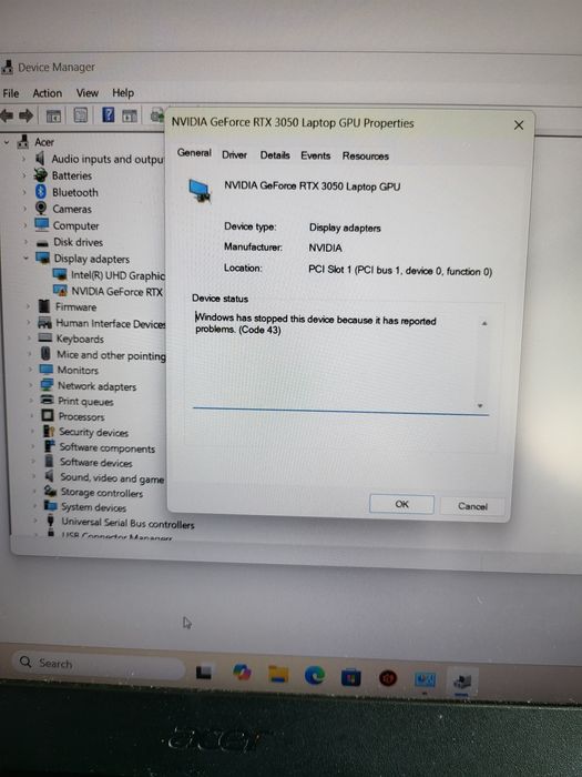 Acer Nitro 5 i5/16gb/512gb/RTX 3050