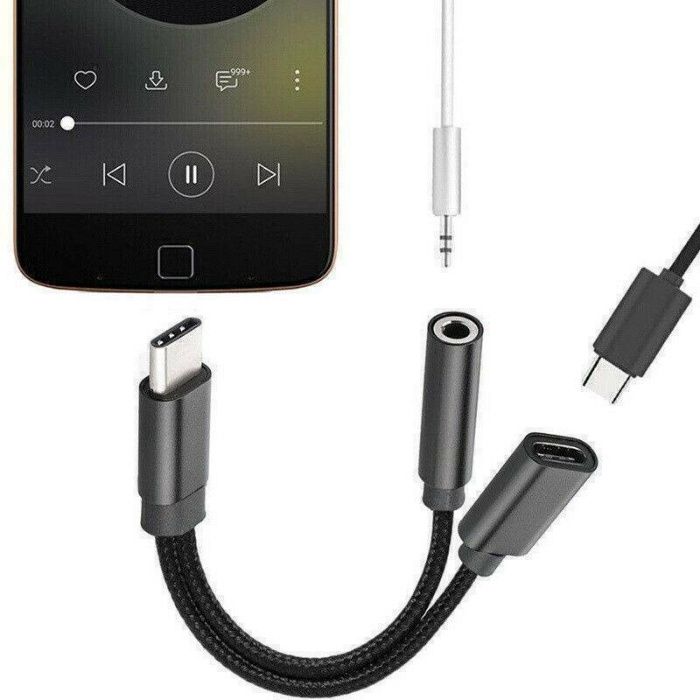 Cablul adaptor convertire USB-C la audio de 3,5 mm. 2 in 1. Nou!