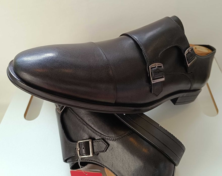 Pantofi monk 44 44.5 premium S'Oliver NOI piele naturala moale