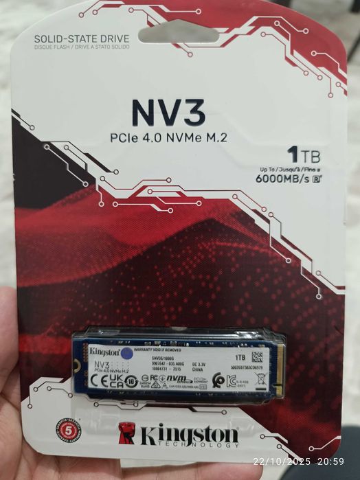 Kingston NV2 1TB M.2 2280 NVMe PCIe 4.0 Internal SSD Up to 6000 MB/s