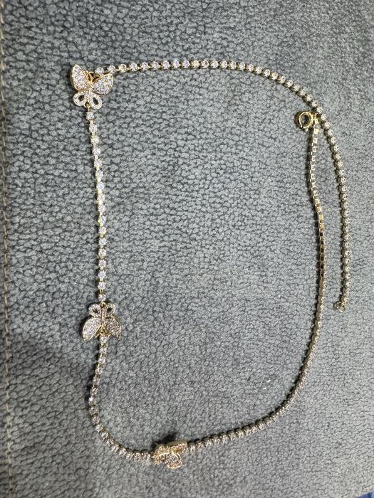 Vand colier tenis cu fluturi placat cu aur