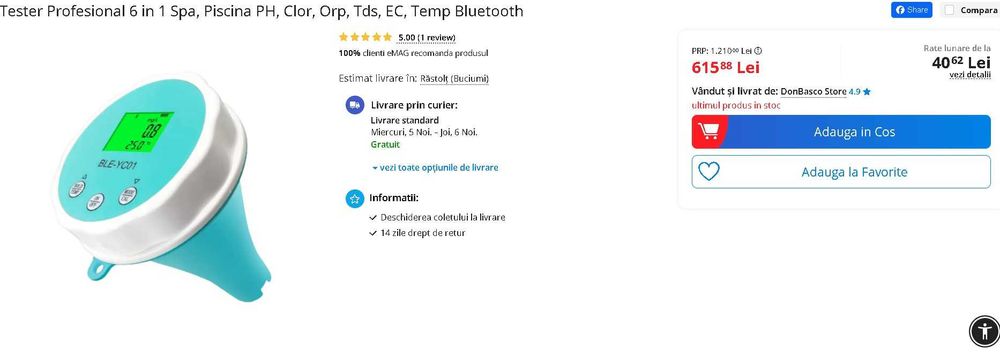 Monitor digital plutitor de apă 6 în 1 cu Bluetooth