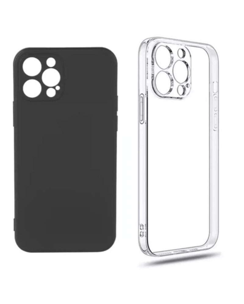 Husa Ultra Slim Silicon G Case Transparent/Neagra Iphone 14/15 Pro Max