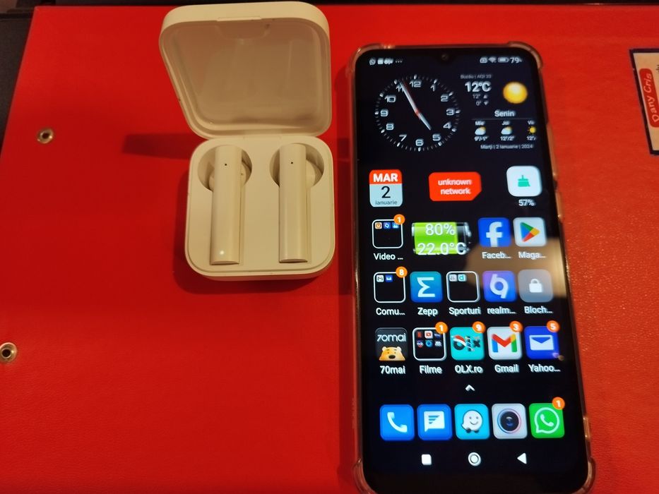 Xiaomi Redmi 10c cu NFC  full box și căști stereo Xiaomi