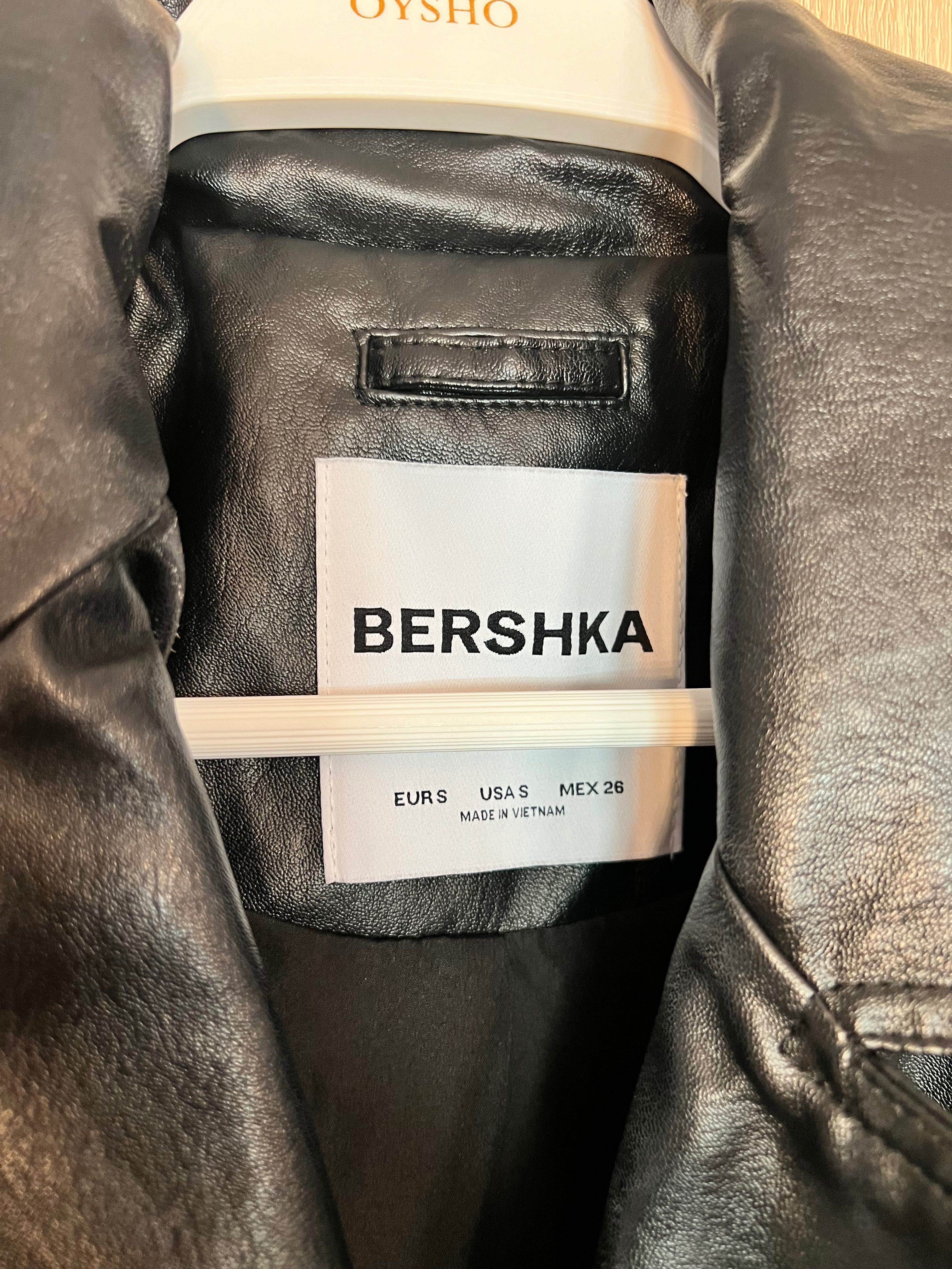 Кожен шлифер/палто Bershka